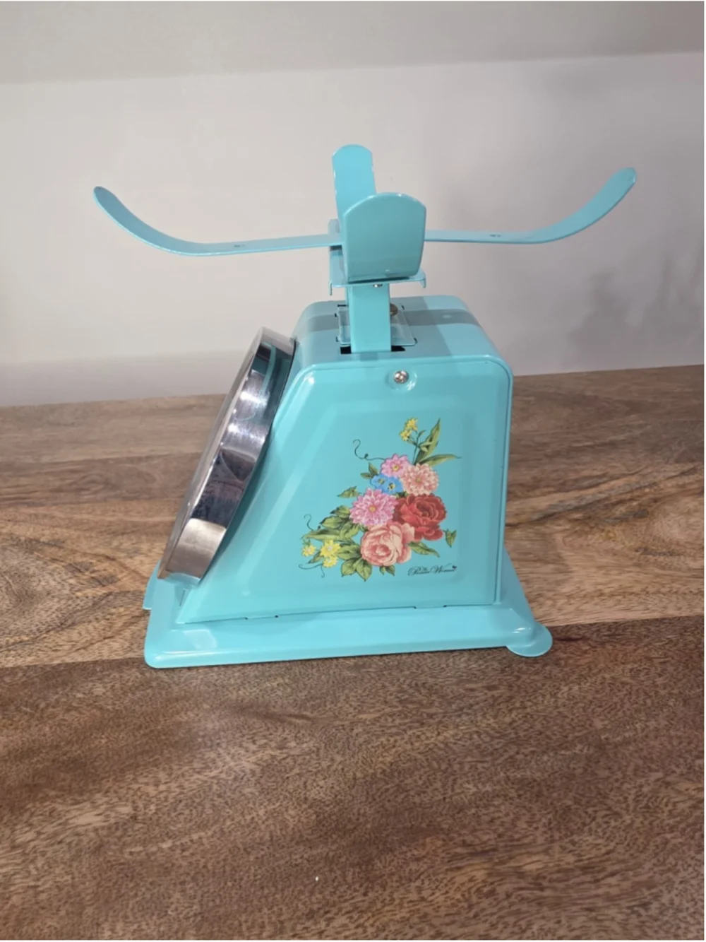 The Pioneer Women Sweet Rose Mini Analog Scale Teal & Multicolor Metal - No Tray